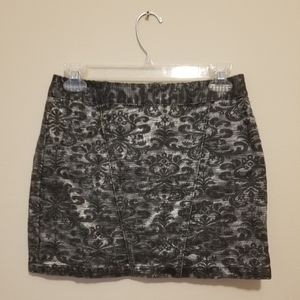 Express Grey & Silver Metallic Mini Skirt